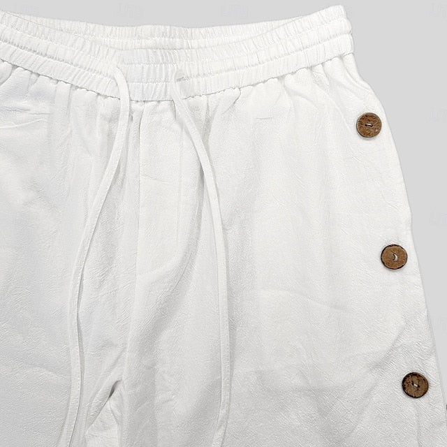 Men’s Breathable Linen Shorts – Elastic Waist, Beach & Daily Wear