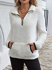 This women's pullover fleece sweatshirt is suitable for autumn and winter wear.