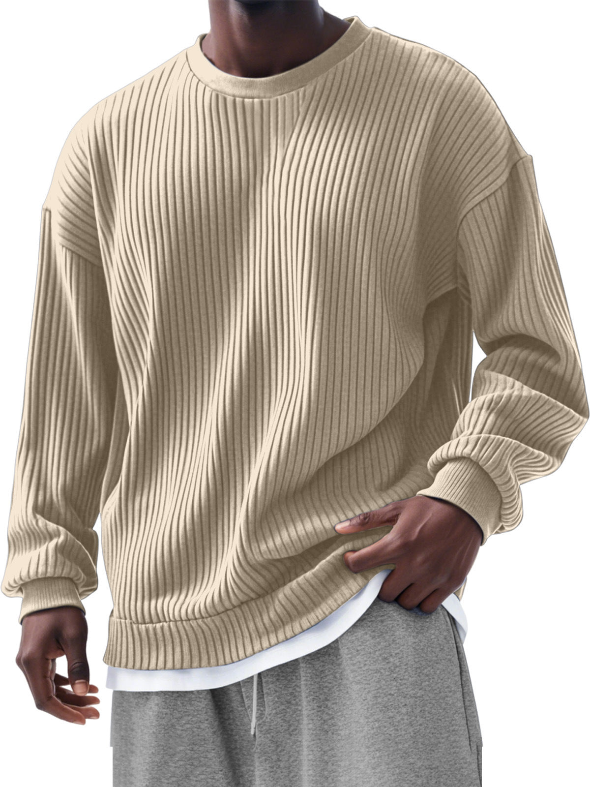 Men's casual loose long-sleeved crew neck sweatshirt