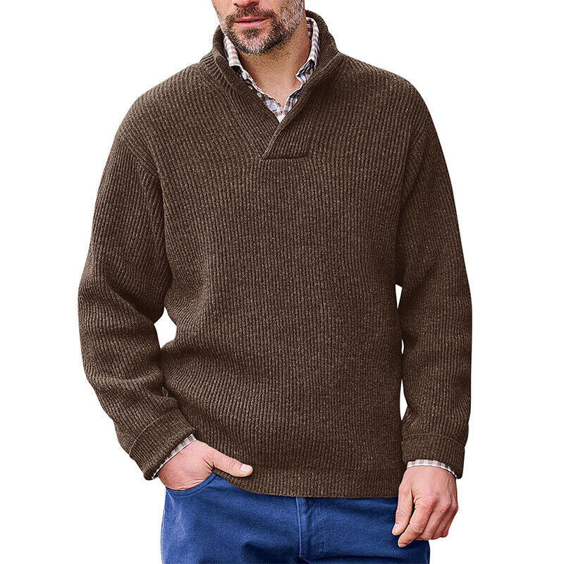 Men's knit jumper V-neck solid color sweater men's sweater
