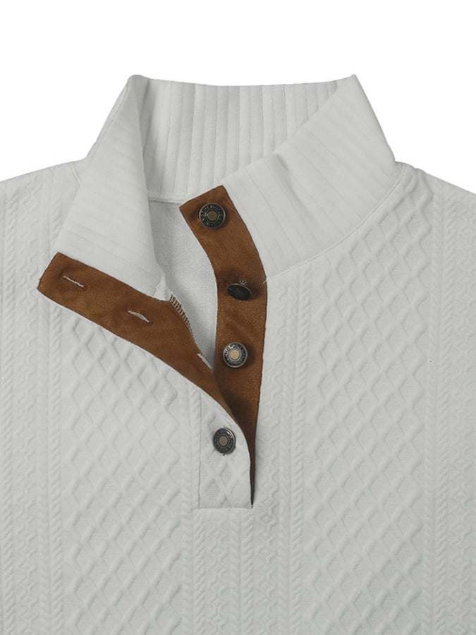 Men's Comfy Outdoor Casual Stand Button Long Sleeve Sweater