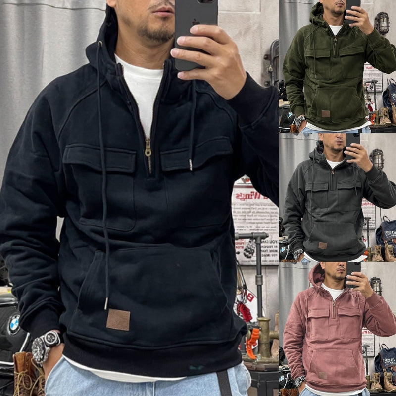 Last Day 70% Off - Men's Loose Fit Half Zip Sweatshirt Hoodie