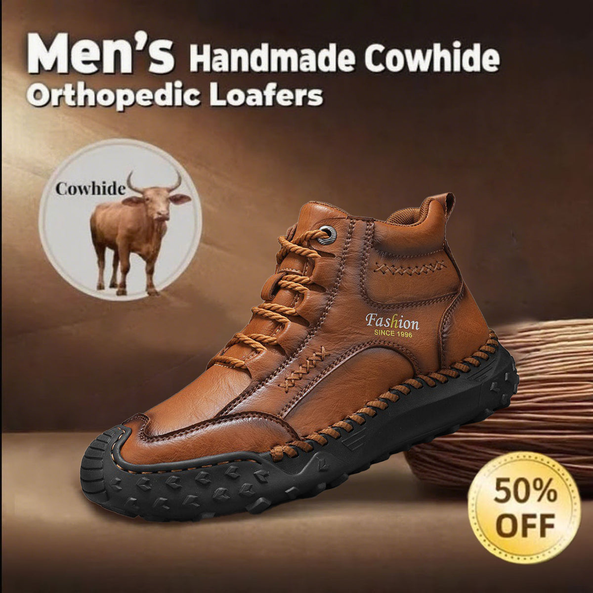 🔥Hot-selling recommendations 50% off today only🔥Men's genuine leather non-slip corrective shoes to relieve walking pain