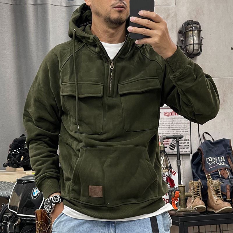 Last Day 70% Off - Men's Loose Fit Half Zip Sweatshirt Hoodie