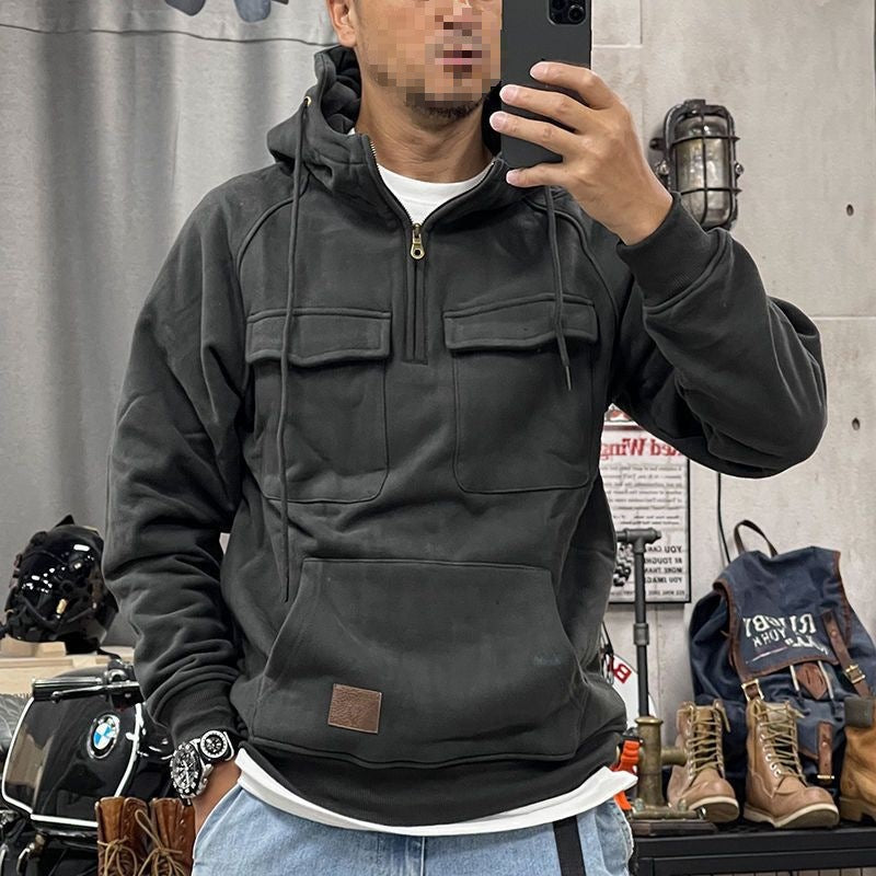 Last Day 70% Off - Men's Loose Fit Half Zip Sweatshirt Hoodie