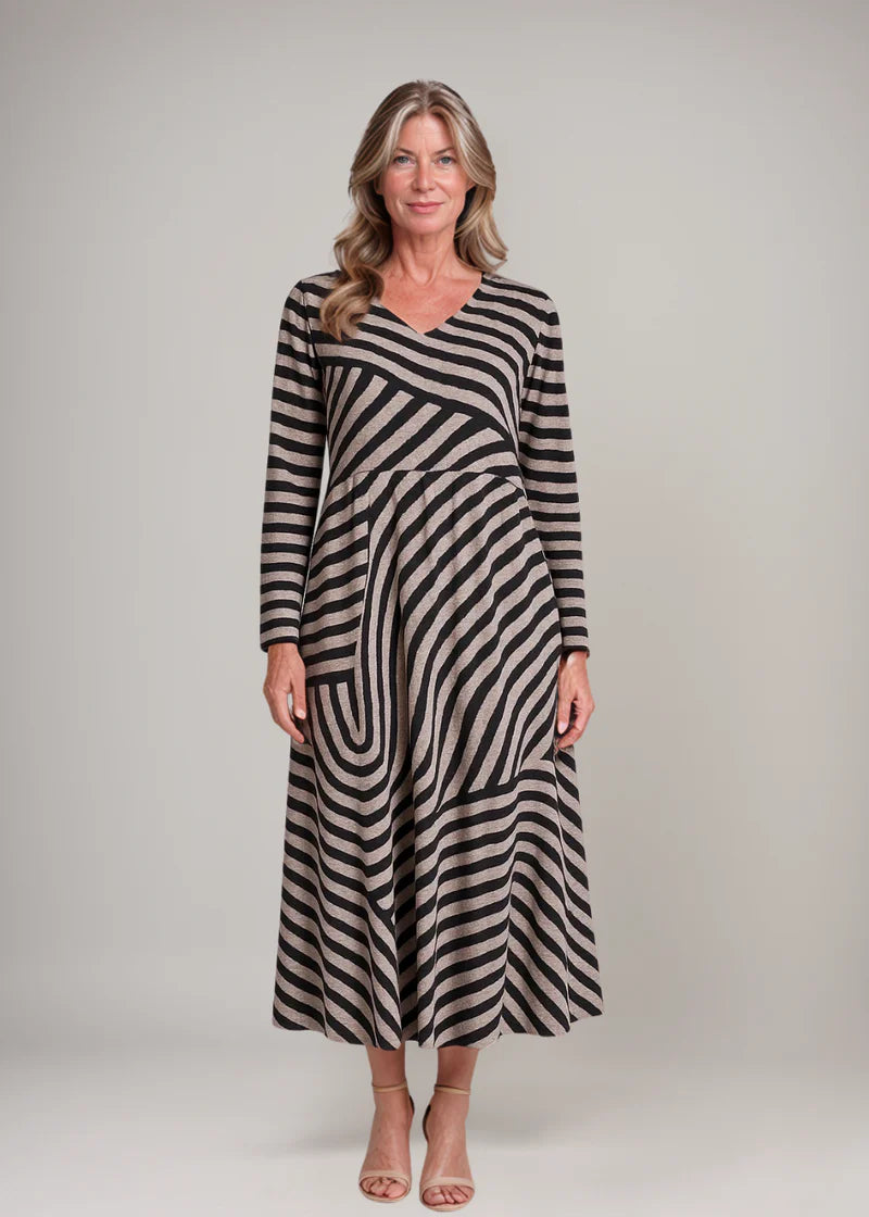 Vintage Elegant Striped Maxi Dress