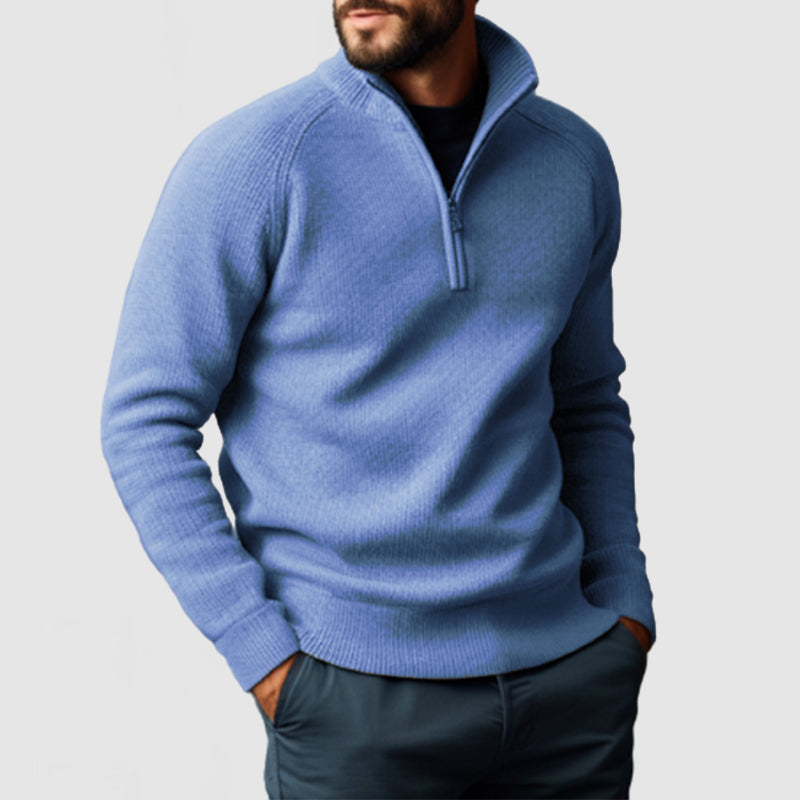 Men's Stand Collar Zipper Cashmere Basic Sweater