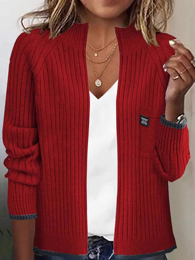 Women'S Autumn And Winter Long-Sleeved Zipper Knitted Cardigan