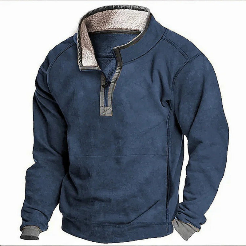 Men's Cashmere Casual Stand Collar Pocket Sweatshirt