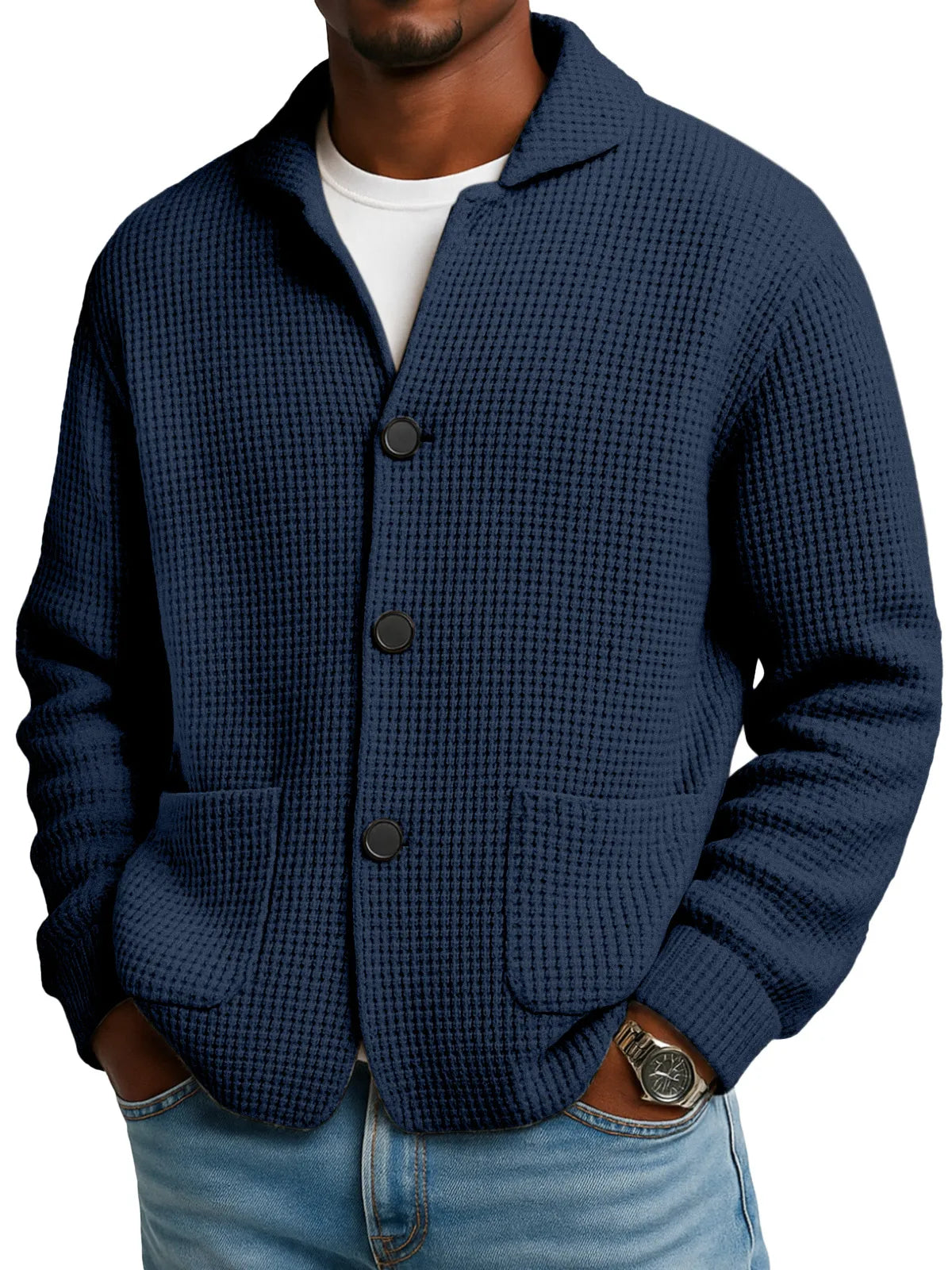 Autumn And Winter Solid Color Stand Collar Knitted Sweater Jacket