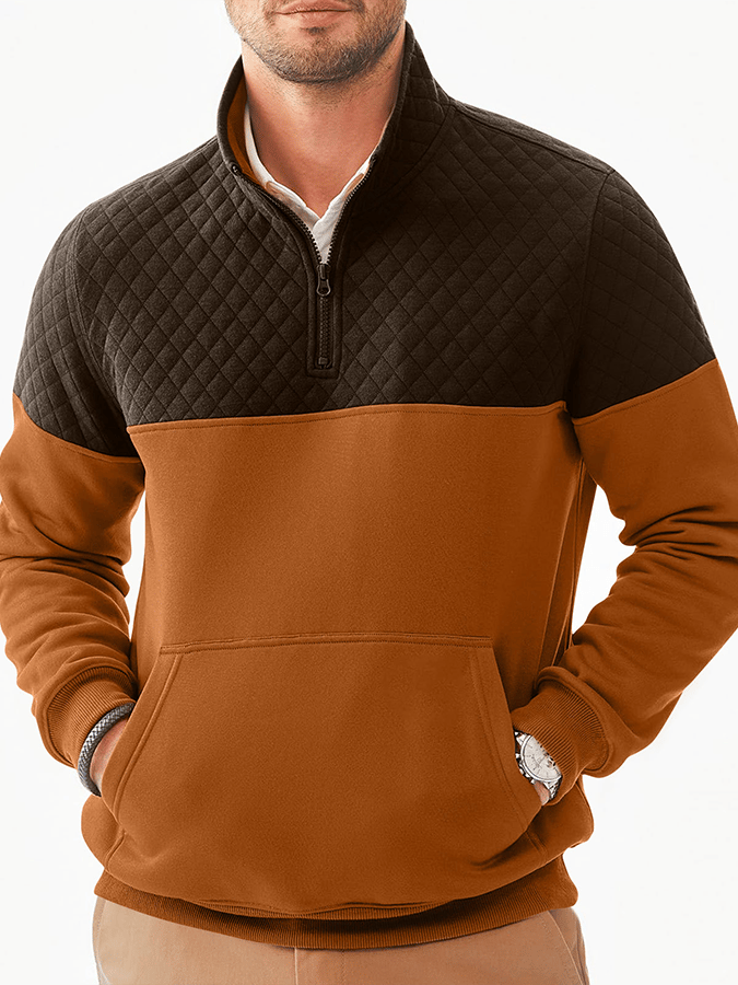 Men's Fashionable Color Block Half Zip Outdoor Casual Sweatshirt