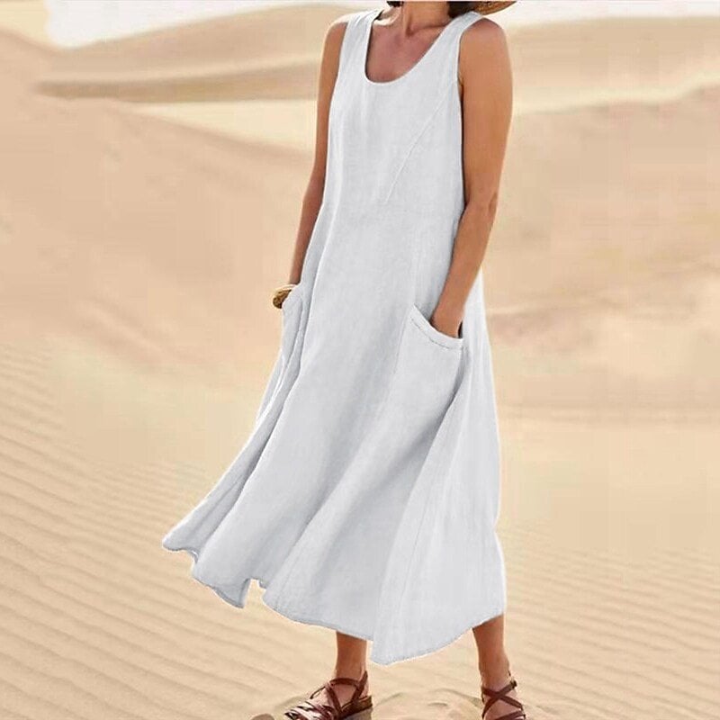 🔥   Promotion 49% OFF 🔥Women's Sleeveless Cotton Dress- Buy 2 Free Shipping