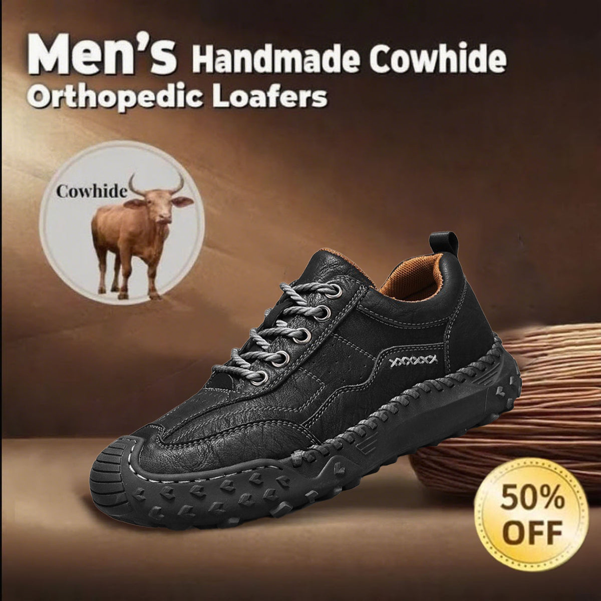 ⏰ 50% off -Men's genuine leather non-slip orthopedic shoes