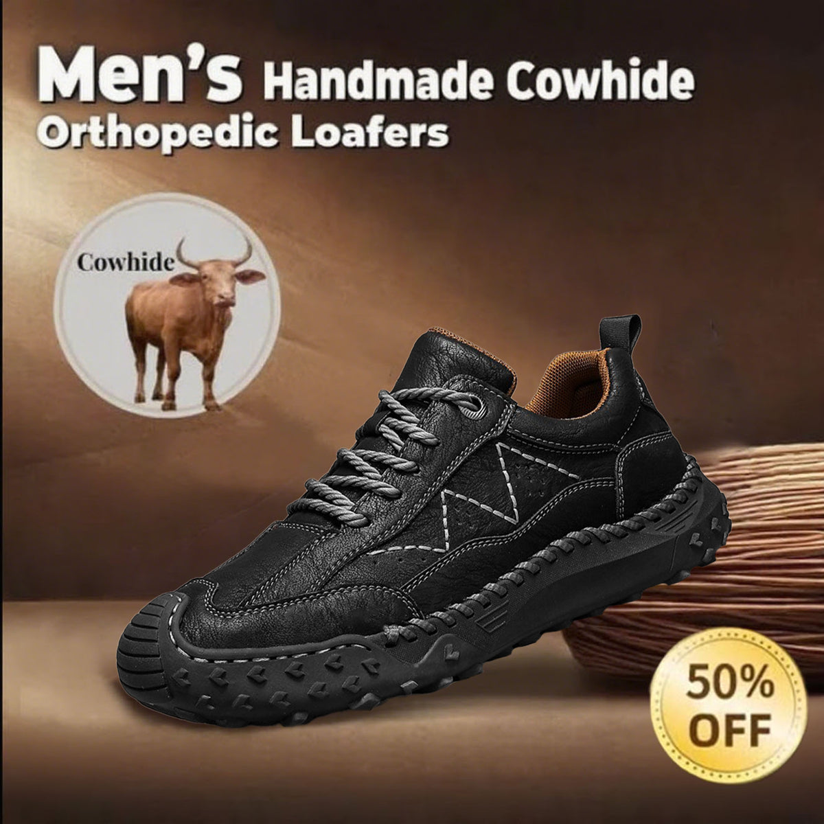 ⏰ 50% off -Men's genuine leather non-slip orthopedic shoes