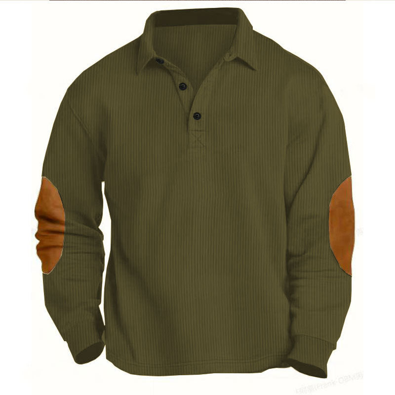 Men's Outdoor Long-Sleeved Lapel Top Ribbed Sweater