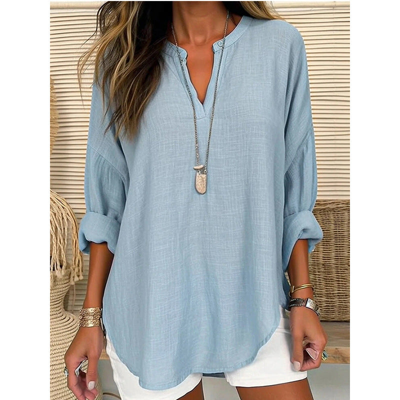 Women's Retro Solid Casual Shirt