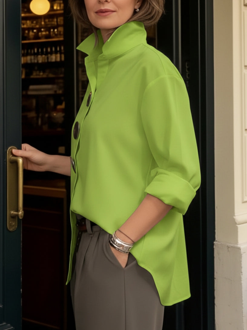 🔥Hot Selling Now！🔥Elegant Stand-collar Metal Buttons Cotton Linen Blouse