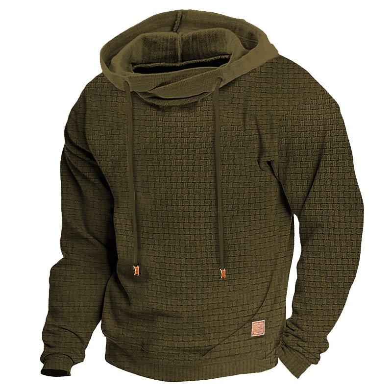 Men's Hoodie Outdoor Sports Solid Color Long Sleeve Daily Tops Apricot Sweatshirt