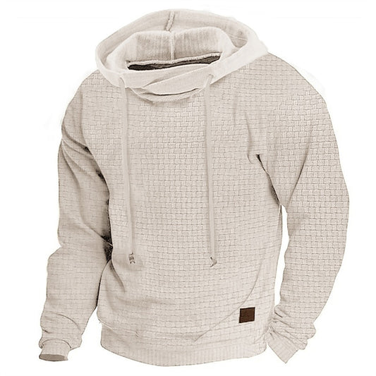 Men's Hoodie Outdoor Sports Solid Color Long Sleeve Daily Tops Apricot Sweatshirt