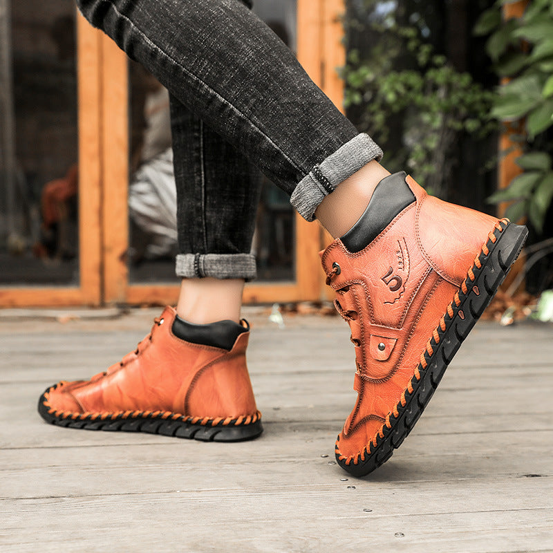 (🔥CLEARANCE SALE - 70% OFF)-Stitched Hand-Sewn Embossed Cowhide Medical Shoes - Relieve Soreness