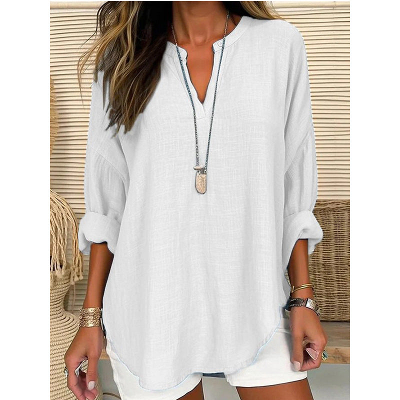 Women's Retro Solid Casual Shirt