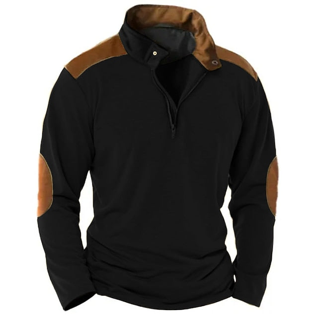 Men's Zip Half Shirt Tee Top Long Sleeve Shirt Fashion Designer Basic