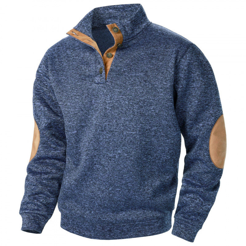New Men's Stand Collar Joint Stitching Casual Jacquard Cardigan Sweater