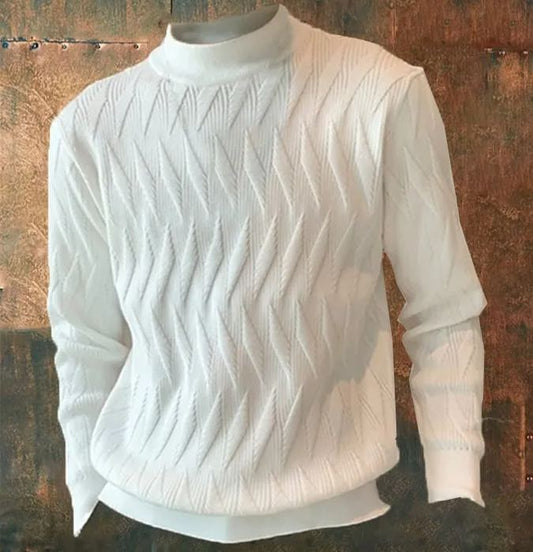 Men's Solid Color Braided Casual Sweater