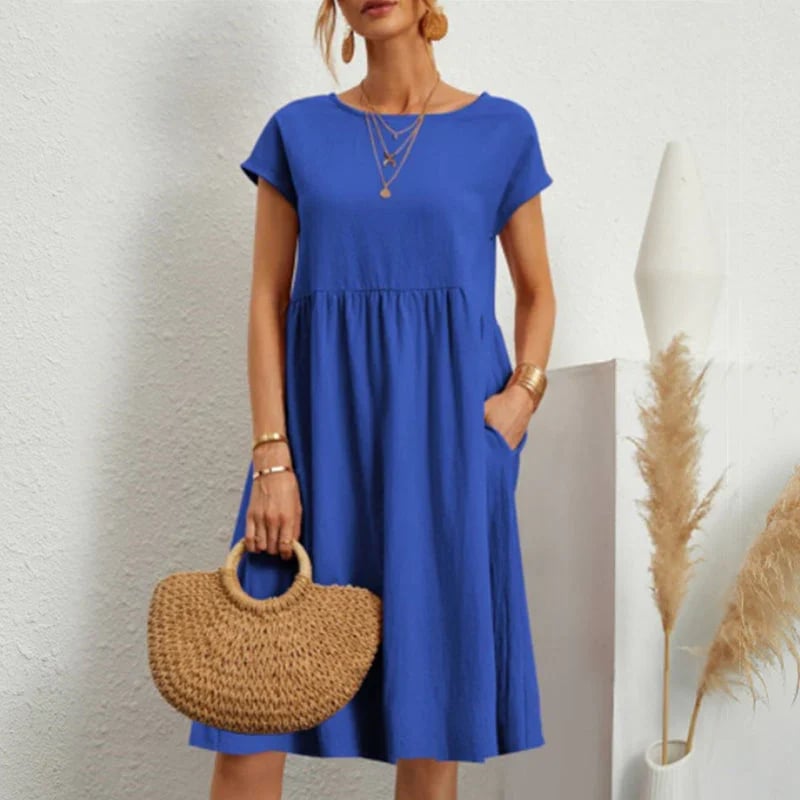 🔥Women's Cotton Round Neck Dress(Buy 2 get 15% off )