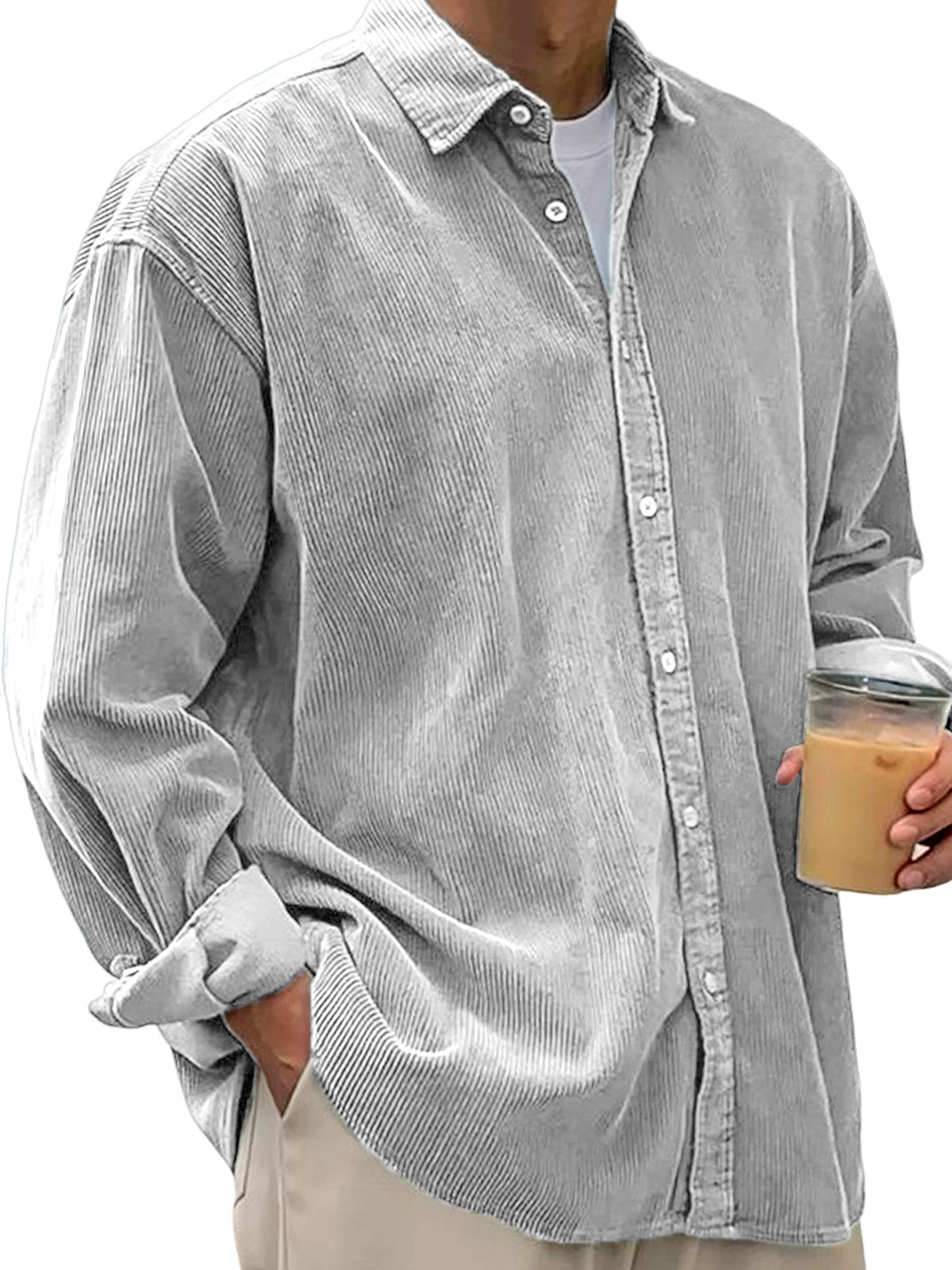 Men's Stylish Corduroy Urban Casual Daily Long-Sleeved Shirt