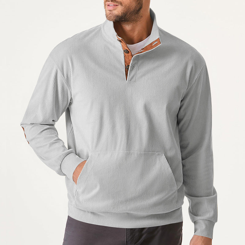 Men's Casual Long Sleeve Stand Collar Pullover Sweatshirts With Pocket