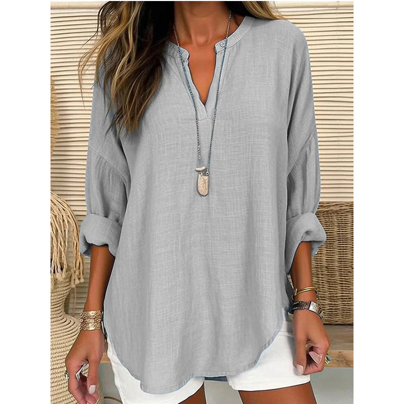 Women's Retro Solid Casual Shirt
