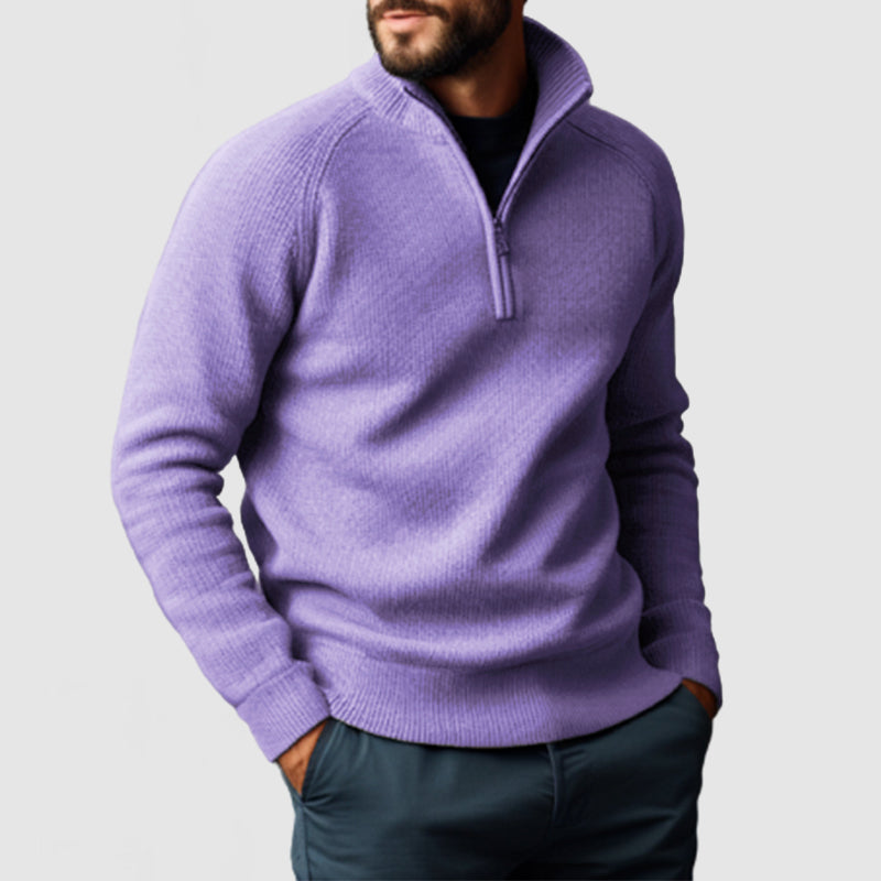 Men's Stand Collar Zipper Cashmere Basic Sweater