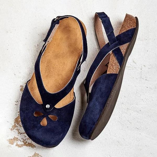 Women's Retro Velcro Cutout Flat Sandals