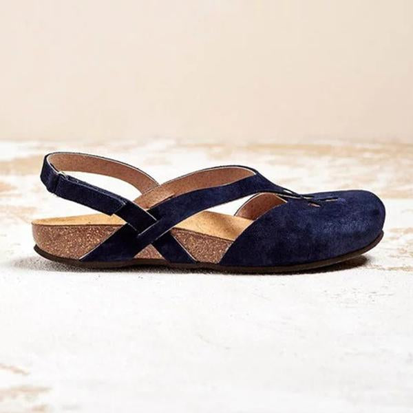 Women's Retro Velcro Cutout Flat Sandals