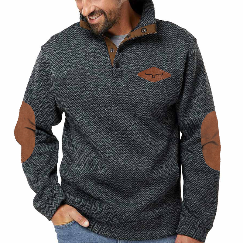 Yellowstone Men's Henley Elbow Patch Color Block Western Sweatshirt