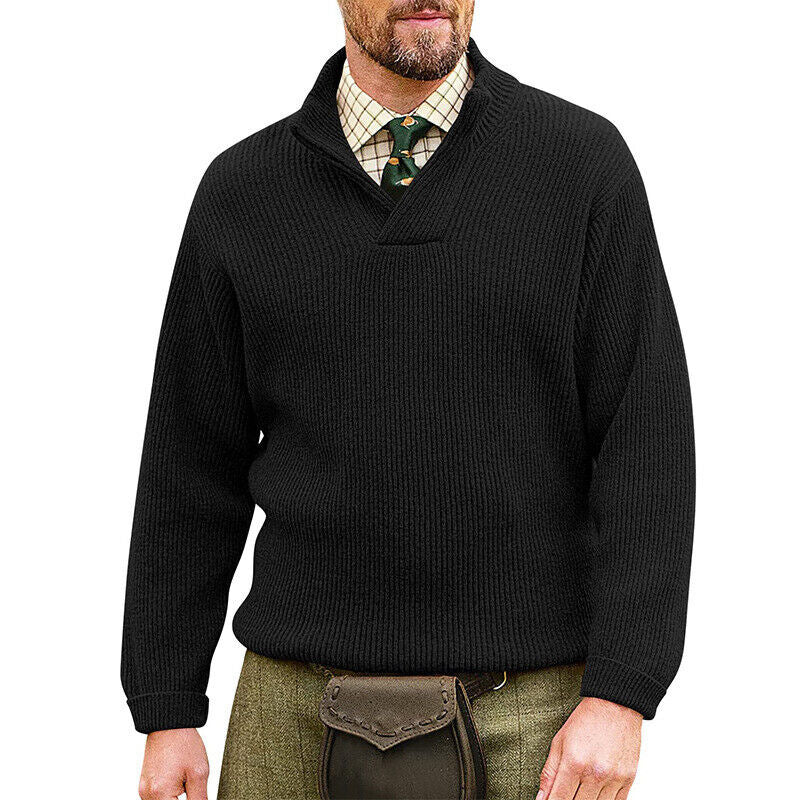 Men's knit jumper V-neck solid color sweater men's sweater