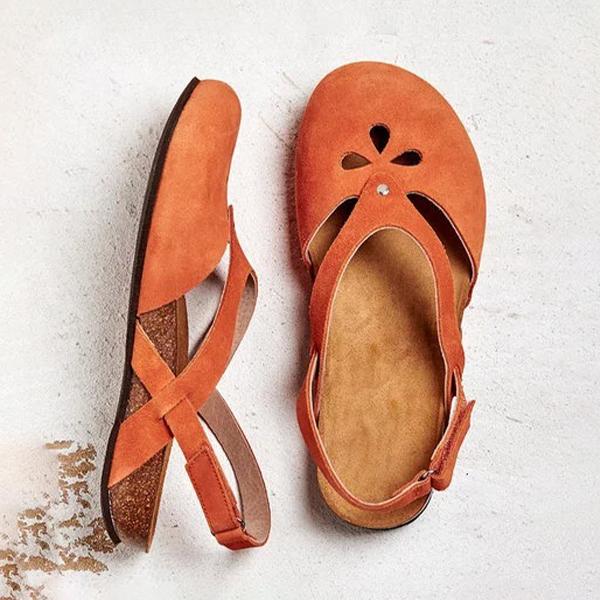 Women's Retro Velcro Cutout Flat Sandals