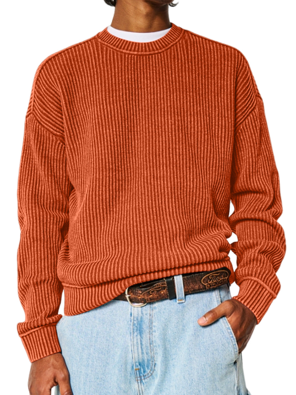 Men's Solid Color Crew Neck Sweater
