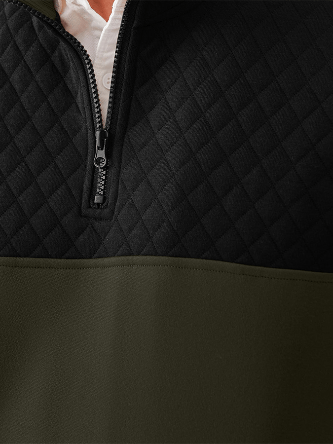 Men's Fashionable Color Block Half Zip Outdoor Casual Sweatshirt