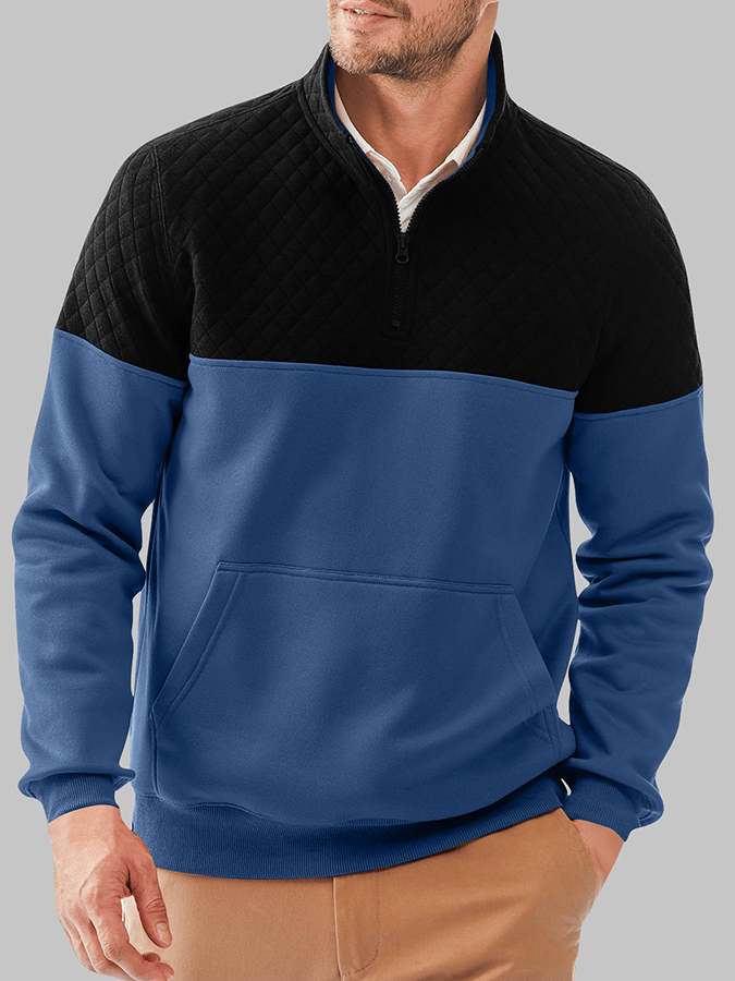Men's Fashionable Color Block Half Zip Outdoor Casual Sweatshirt