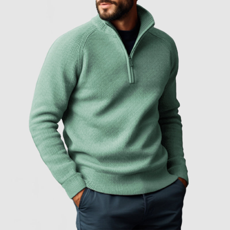 Men's Stand Collar Zipper Cashmere Basic Sweater
