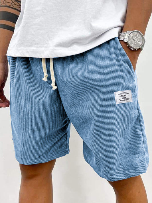 Men’s Vintage Corduroy Shorts with Embroidered Detail - 50% Off Today Only