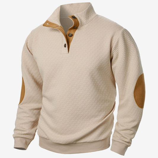 New Men's Stand Collar Joint Stitching Casual Jacquard Cardigan Sweater
