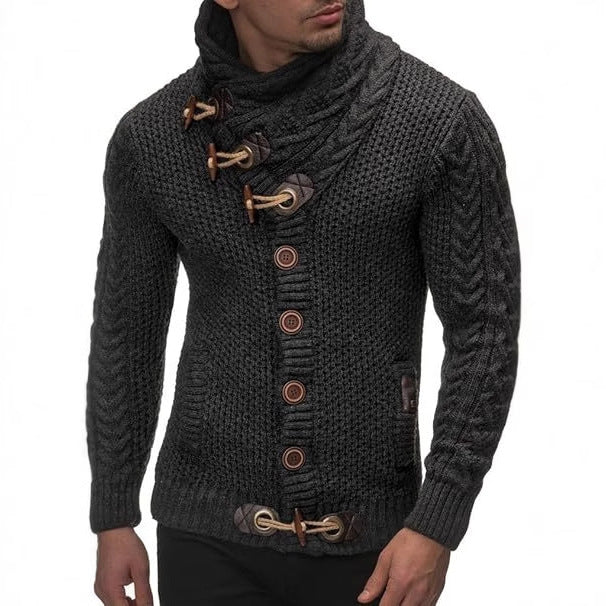 Men's Casual Scarf Jacket Pocket Sweater
