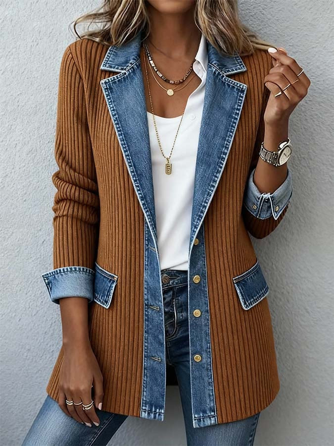 Clearance Sale! 🔥 Women's elegant slim-fit denim patchwork jacket