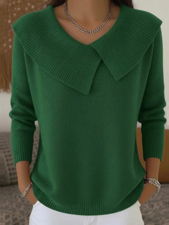 💥 Winter Best-selling  - ❄️ Stylish retro 80s style sweater with a fold-over collar, creating a slimming effect