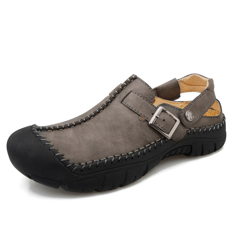 ⏰ Sale 60% off - 2025 New Men's Orthopedic Comfortable Casual Genuine Leather Slippers, Hand-stitched