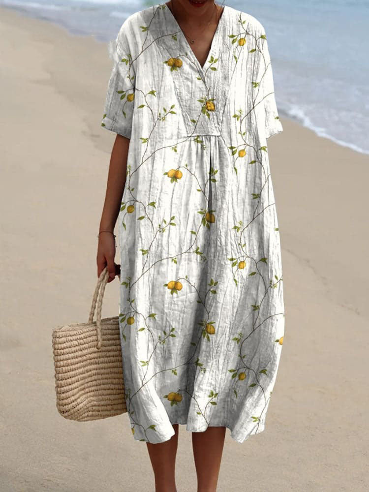 Women's Abstract Pattern Casual Floral Cotton Dress