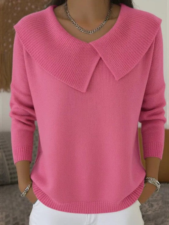 💥 Winter Best-selling  - ❄️ Stylish retro 80s style sweater with a fold-over collar, creating a slimming effect